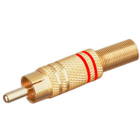 Conector Macho Coaxial RCA metálico Electro DH. Aros Rojo 10.590/D/R 8430552010936