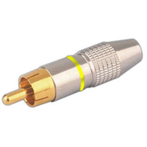 Conector Macho coaxial RCA metálico Electro DH. Color Aros amarillo 10.598/AM 8430552108572
