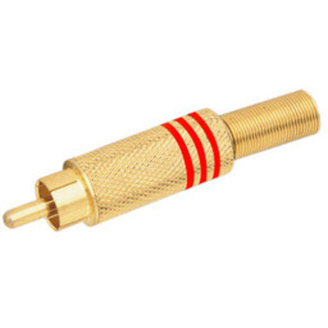 Conector Macho Coaxial RCA metálico Largo Electro DH. Aros Rojo 10.593/D/R 8430552061242