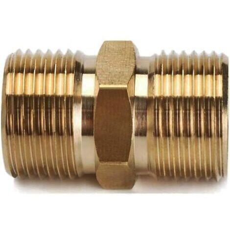 Conector macho M22-15 mm a macho M22-14 mm - Latón - Adaptador para hidrolimpiadora - Para conexiones de manguera
