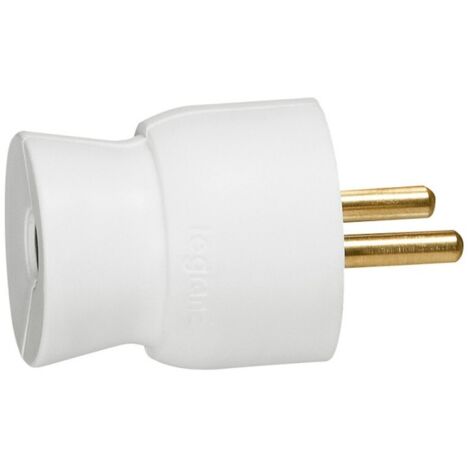 Conector macho plástico 2P+T 16 A lateral blanco Legrand