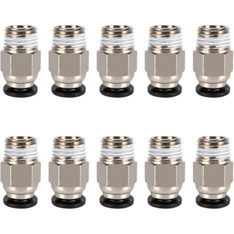 Conector neumático recto PC4-M10 para tubos de PTFE – Conector rápido de 4 mm, rosca M10, se vende por unidad.