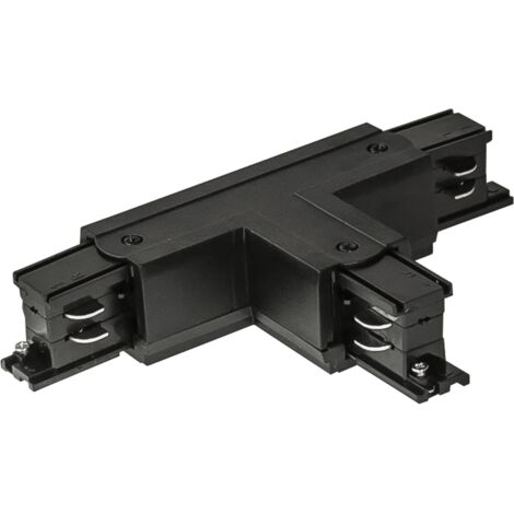 Conector para carriles de iluminación T NEGRO TRIFÁSICO