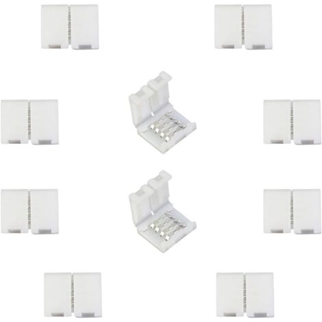 Conector para tira LED RGB 2835, conector rápido de 4 pines para tiras LED RGB SMD 2835/3528 de 8 mm de ancho, impermeables y no impermeables, sin soldadura (10 unidades)