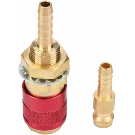 Conector rápido de gas y agua M6 Adaptador de gas refrigerado por agua para conector de soplete de soldadura (rojo)