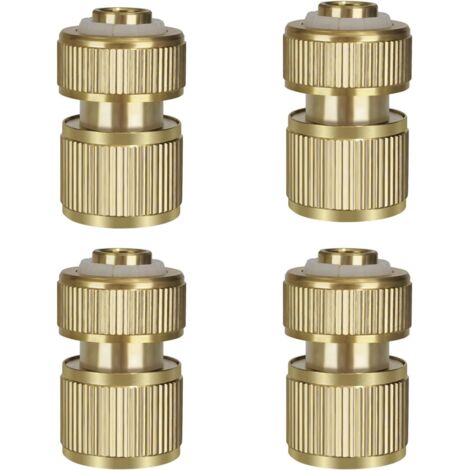 Conector rápido de manguera de latón de 4 piezas, conector de manguera de jardín, conector de grifo de manguera de jardín expandible de 1/2 pulgada, adaptador de grifo de manguera de jardín para jardi