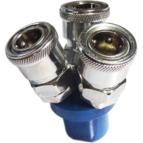 Conector rápido tipo C para tubos múltiples de gas, racores de tubería para distribuidores de aire de 3 puntas, conexión de 1/4".