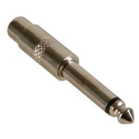 CONECTOR RCA HEMBRA A JACK MACHO MONO 6.35mm - NIQUELADO