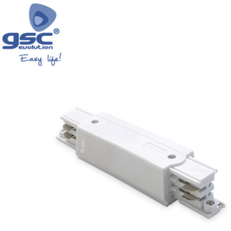 Conector recto 3 vias Blanco para foco carril LED
