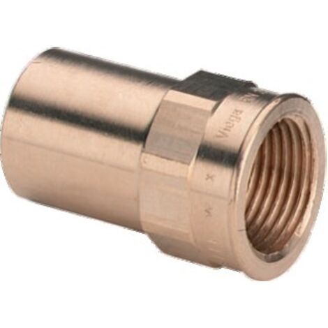 Conector recto de bronce para prensar, macho - hembra fija con rosca 15 - 15x21