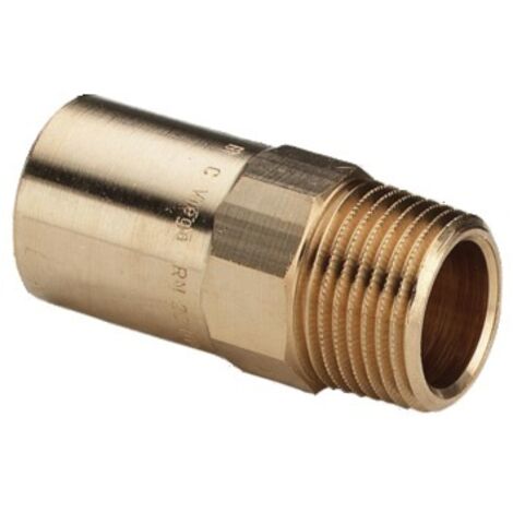 Conector recto de bronce para prensar, macho - macho fijo con rosca 18 - 15x21