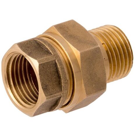 Conector recto de latón Idmar de 1" con junta plana