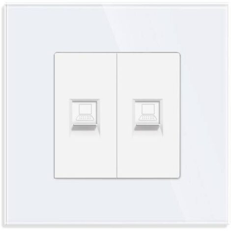 Conector Red 2x RJ45, CAT 6, KOOB frontal cristal blanco