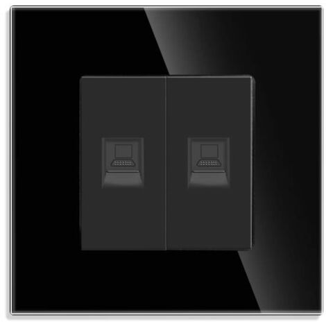 Conector Red 2x RJ45, CAT 6, KOOB frontal negro cristal