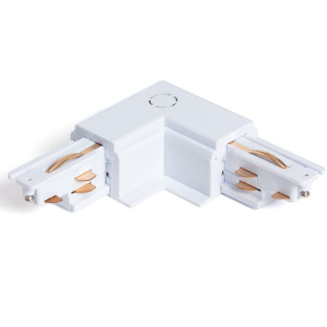 Conector 'Right Side' Tipo L para Carril Trifásico DALI Empotrable Aluminio Blanco