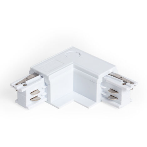 Conector 'Right Side' Tipo L para Carril Trifásico Empotrable Aluminio Blanco