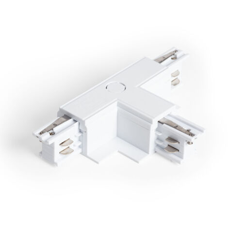 Conector 'Right Side' Tipo T para Carril Trifásico Empotrable Aluminio Blanco