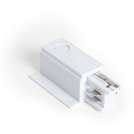 Conector 'Right Side' Trifásico a Red para Carril Empotrable Aluminio Blanco