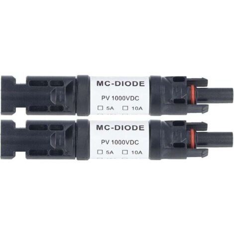 Conector solar fotovoltaico MC-D de 2 piezas, 1000 V, con diodo antirretroceso integrado, IP68, resistente al agua para conexión de panel solar (20 A)