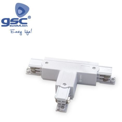 Conector T 3 vias Blanco para foco carril LED