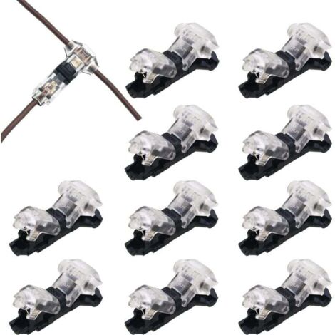 Conector T KZQ de 10 piezas y 1 pin para cable eléctrico de coche de 20/22 AWG, conector eléctrico impermeable: cable sin soldadura, coche, iluminación LED, terminales de conector impermeables y