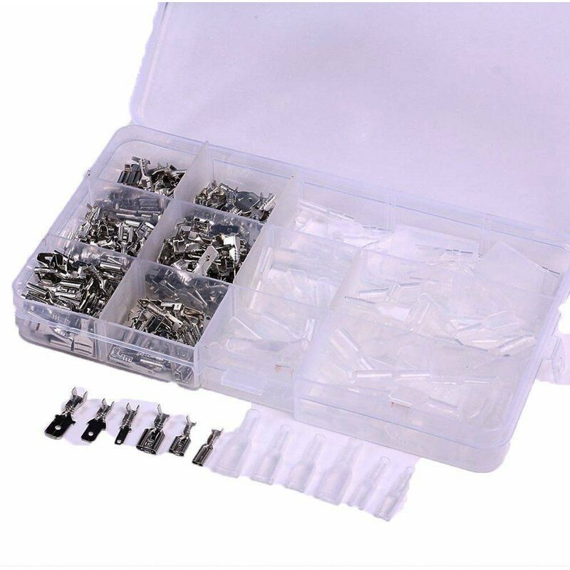 

Conector terminal de crimpado de alambre electrico 270pcs, equipo surtido de pala macho hembra