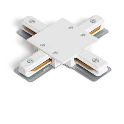 Conector Tipo X para Carril Monofásico Empotrable Aluminio Blanco