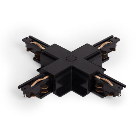 Conector Tipo X para Carril Trifásico DALI Empotrable Aluminio Negro