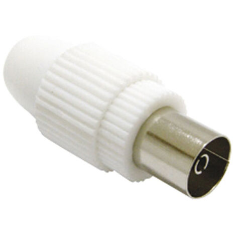 Conector tv hembra recto blanco