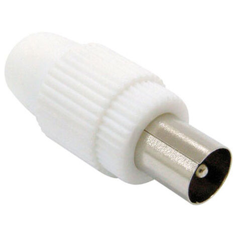 Conector tv macho recto blanco