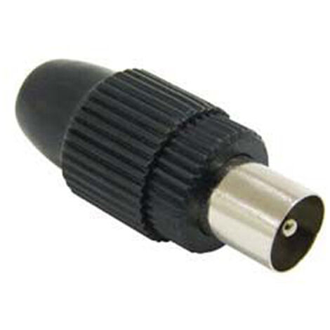 Conector tv macho recto negro