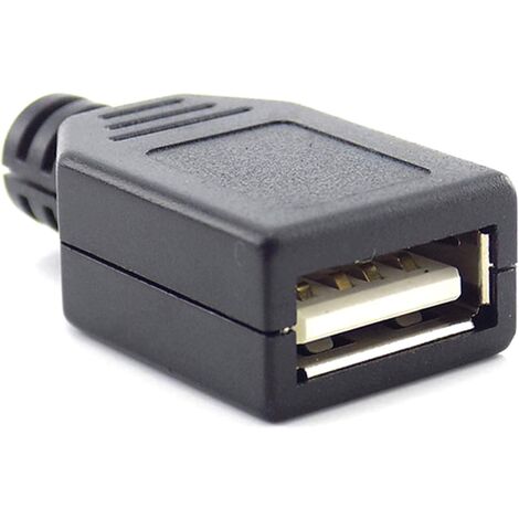 Conector USB tipo A hembra soldadura 4 pin  Negro