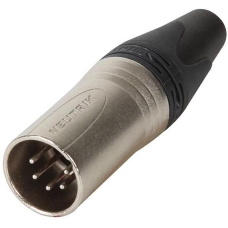 - CONECTOR XLR DE CABLE, 5 POLOS MACHO, CONTACTOS PLATEADOS, CAJA NIQUELADA