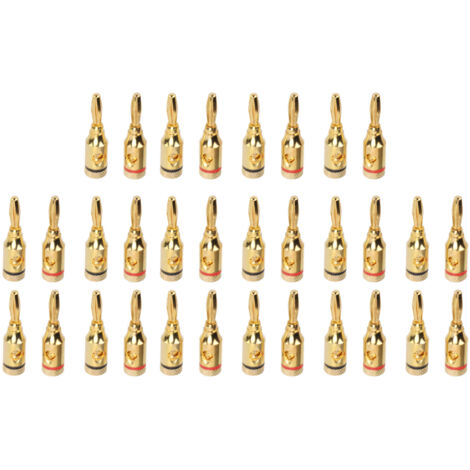 Conectores banana para altavoces, juego de 32 piezas, aleación de aluminio chapada en oro, tipo universal de tornillo abierto para cables de 12 a 18 AWG.