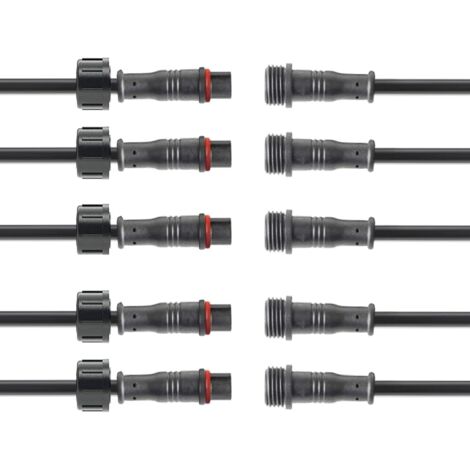 Conectores bipolares impermeables, enchufe, conectores LED de 2 cables, enchufe macho/hembra, cable de extensión de 20 cm, IP68, calibre 20 AWG, para uso en automóviles, camiones, barcos y exteriores.
