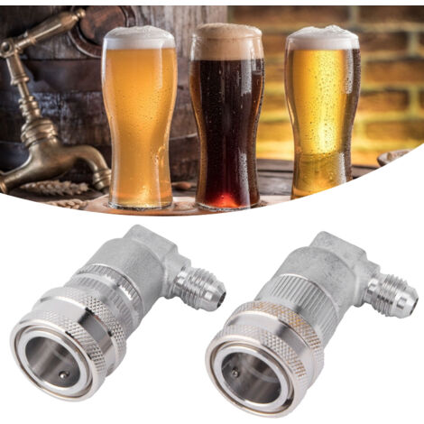 Conectores de barril para válvula de bola de acero inoxidable de 1/4" - Paquete de 2 para sistemas de elaboración y dispensación de cerveza.