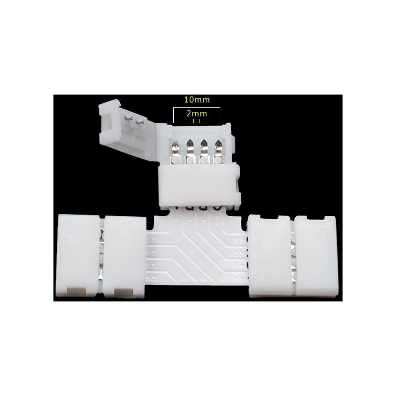 

Conectores de Clip LED Forma-T 10mm 4Pin 5050/5630 RGB para Tiras LED