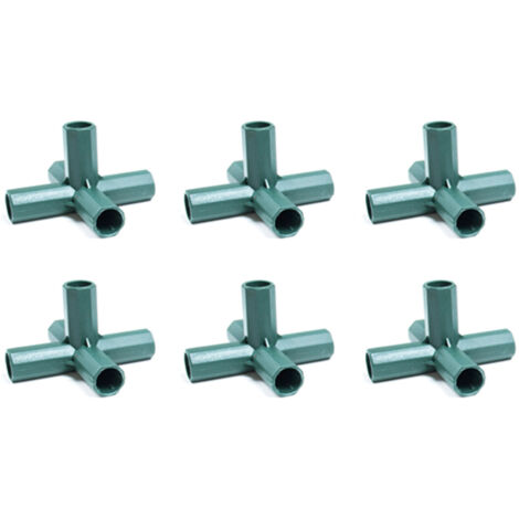 Conectores de postes de PP verde de 16 mm para enrejados de tomate/calabaza – Construcción robusta, 6 piezas