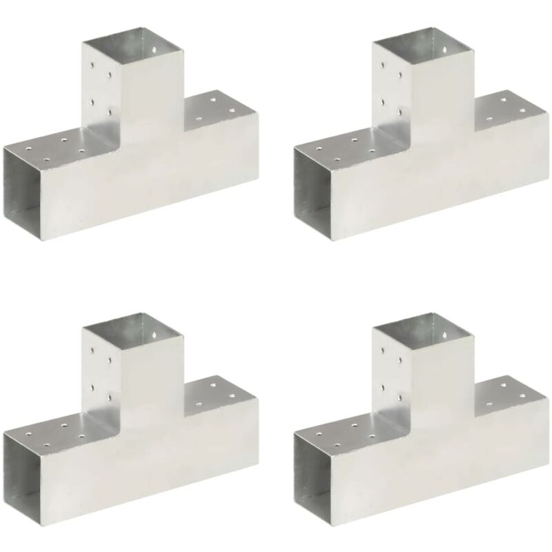 

Conectores de postes en T 4 uds metal galvanizado 81x81 mm - Plateado - Vidaxl