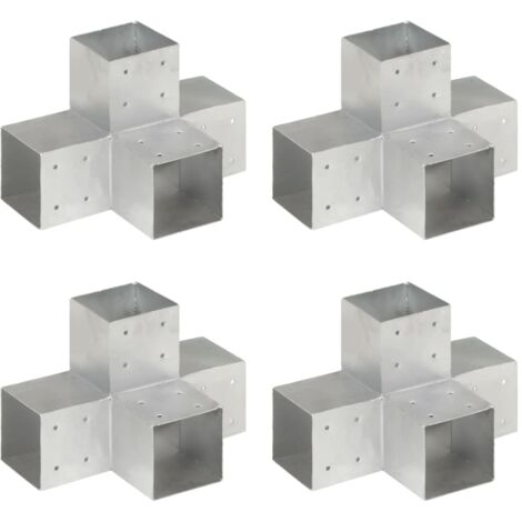 Conectores de postes en X 4 uds metal galvanizado 101x101 mm