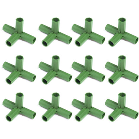 Conectores de PP para estructuras de jardín – Paquete de 12 – Compatibles con postes de madera de 11 mm – Construcción robusta para plantas trepadoras, tomates y frutales – Para huertos, jardines y pa