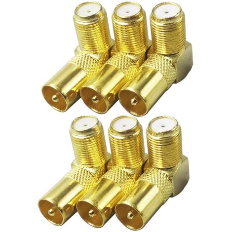 conectores hembra tipo F de 90 grados a macho PAL, adaptadores coaxiales RF de antena satelital en ángulo recto