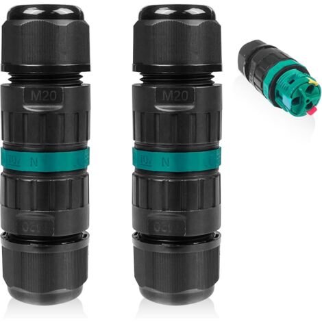 Conectores impermeables de 3 cables (paquete de 2), caja de conexiones eléctricas, conexión eléctrica impermeable IP68, conexión de funda para cable exterior para cable subterráneo.