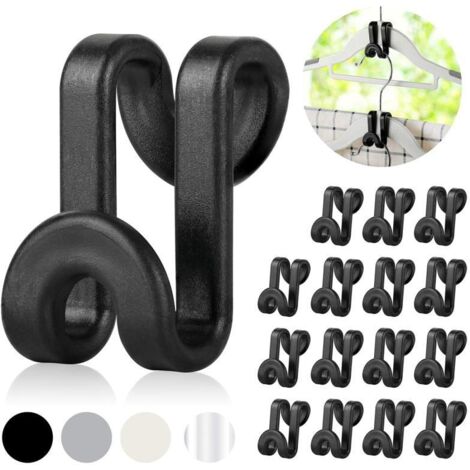 Conectores para colgar ropa, 60 ganchos en cascada de varios niveles, mini ganchos de plástico resistentes para ahorrar espacio en el armario, color negro.