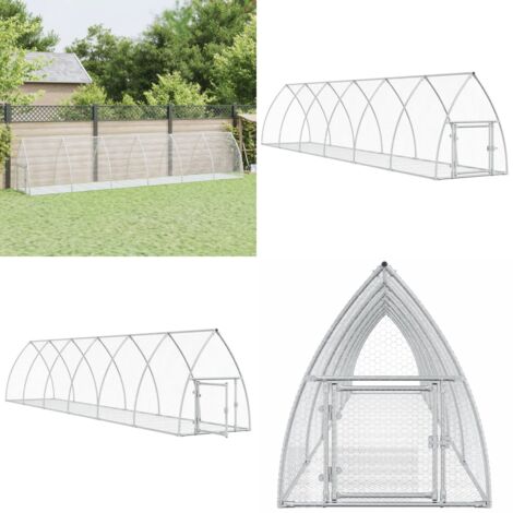 Conejera acero galvanizado plateado 600x105x120 cm - Jaula para animales - Jaula para gallinas