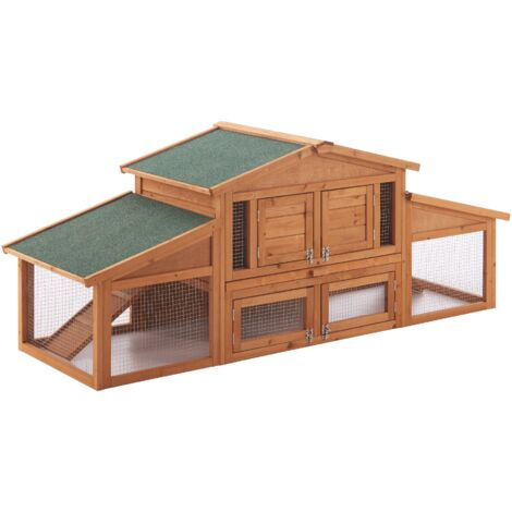 Conejera de dos niveles 72 x 180 x 62 cm abeto natural 030006810