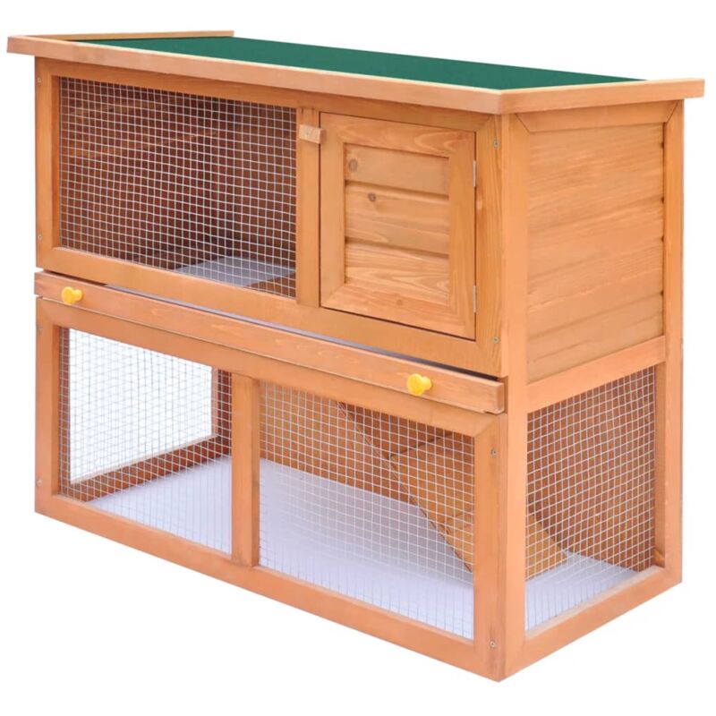 

vidaXL Casa de animales pequeños jaula conejera 1 puerta madera - Marrón