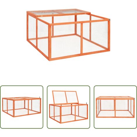 Conejera de madera -  Conejera de madera maciza de abeto 124x120x60 cm