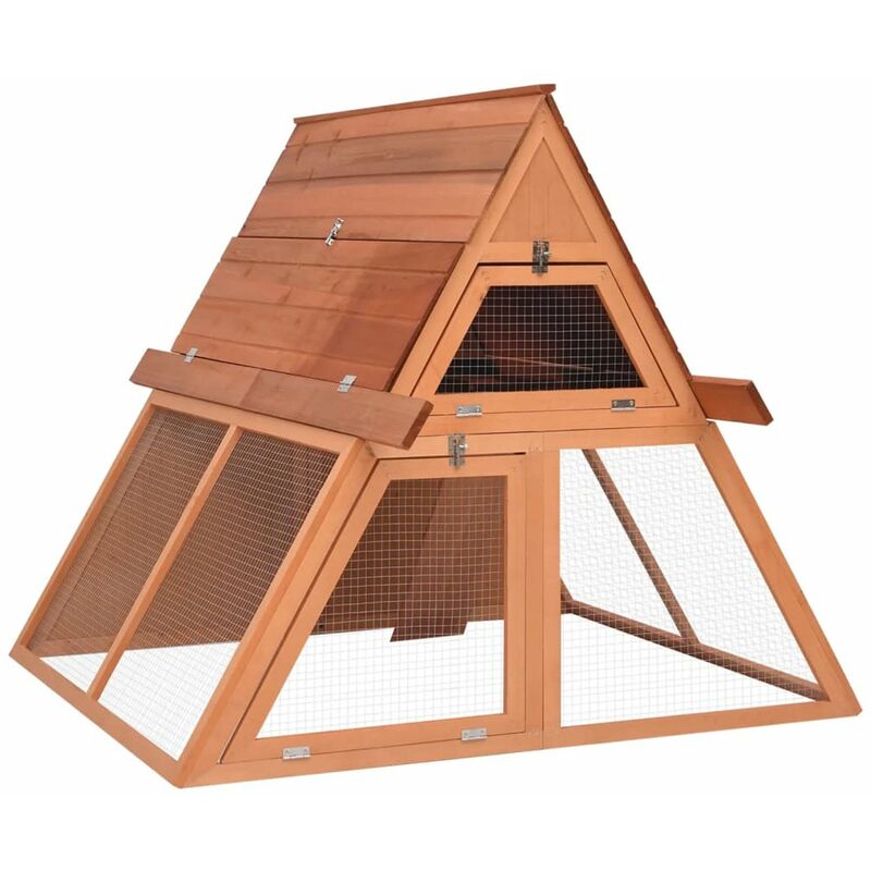 Happyshopping – Conejera de madera maciza de abeto 152x127x109,5 cm