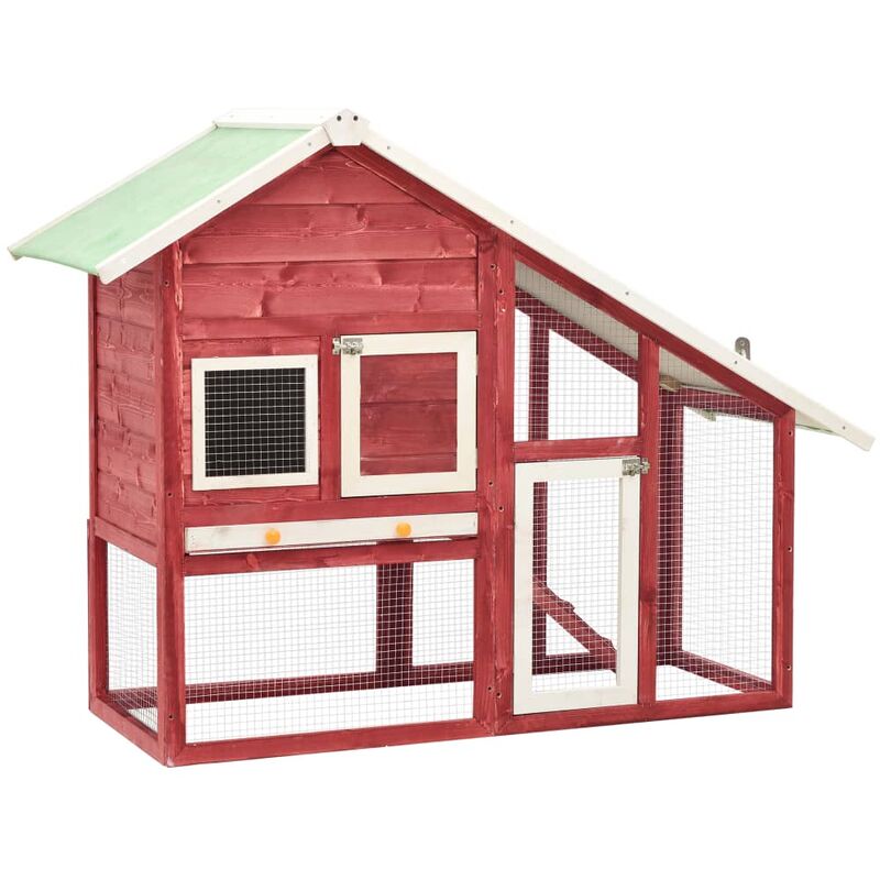 

Conejera de madera maciza de abeto rojo y blanco 140x63x120 cm - Rojo